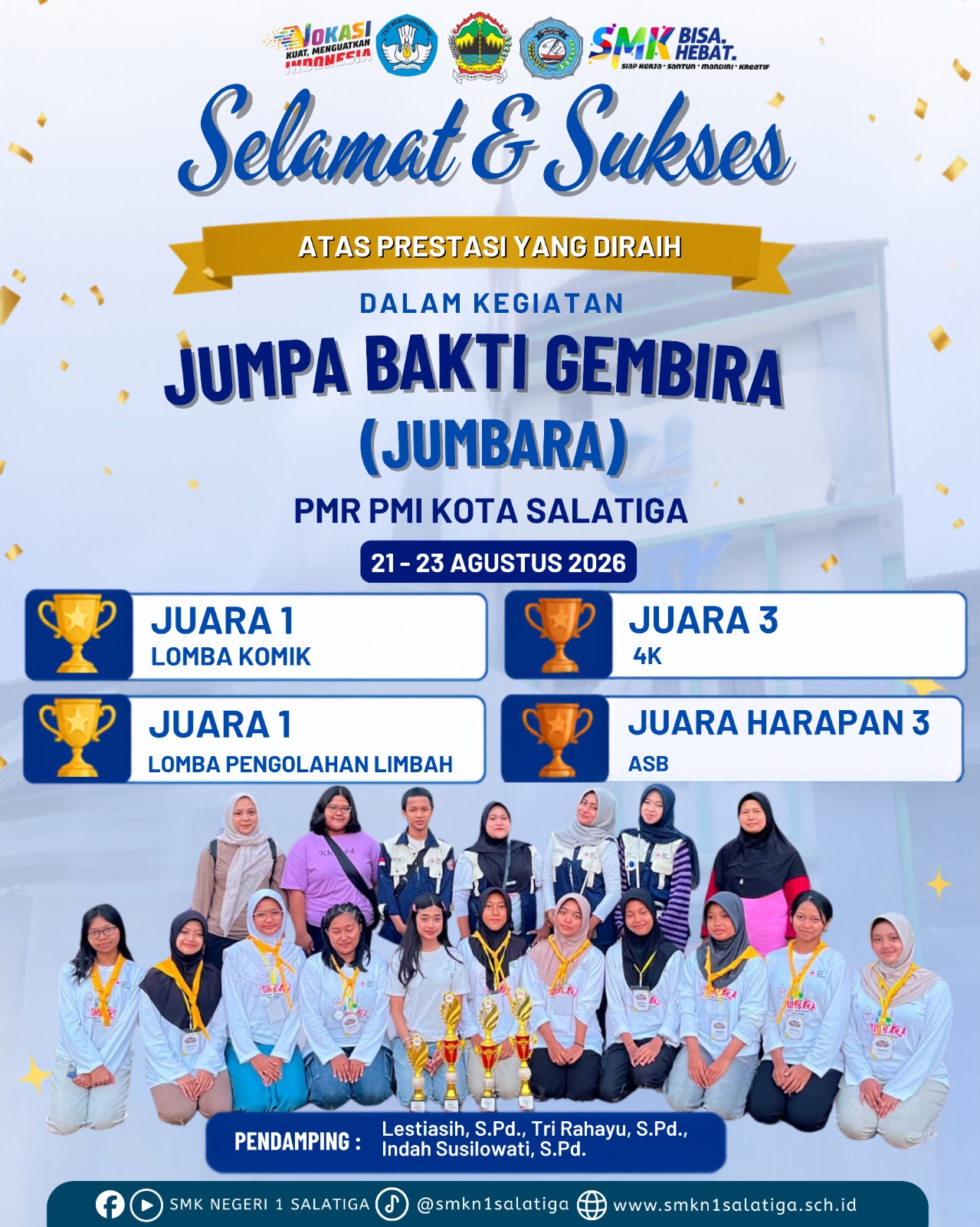 SMK Negeri 1 Salatiga Raih Empat Prestasi dalam Jumpa Bakti Gembira PMR PMI Kota Salatiga 2026