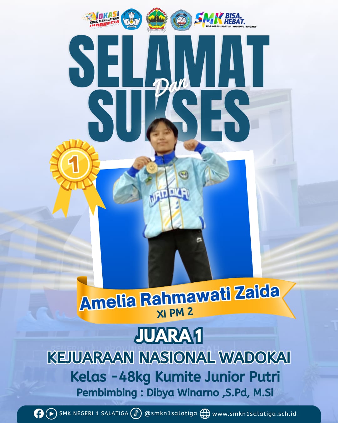 Semangat Juara dari Skanisa: Amelia Raih Emas di Kejuaraan Nasional Wadokai