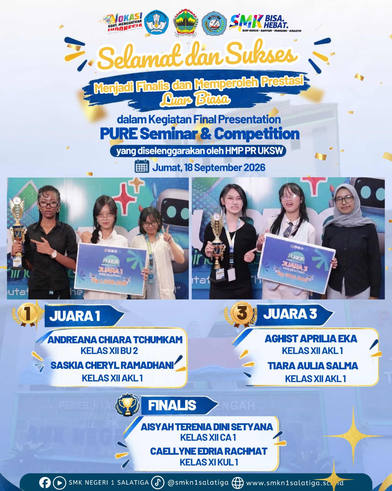 Siswi SMKN 1 Salatiga Torehkan Prestasi di Ajang Presentasi dan Olahraga