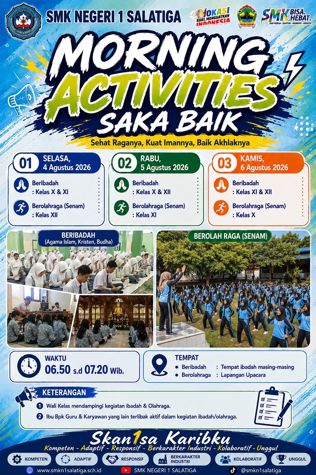Bangun Karakter dan Kebugaran Siswa, SMKN 1 Salatiga Gelar Program "Morning Activities SAKA BAIK"