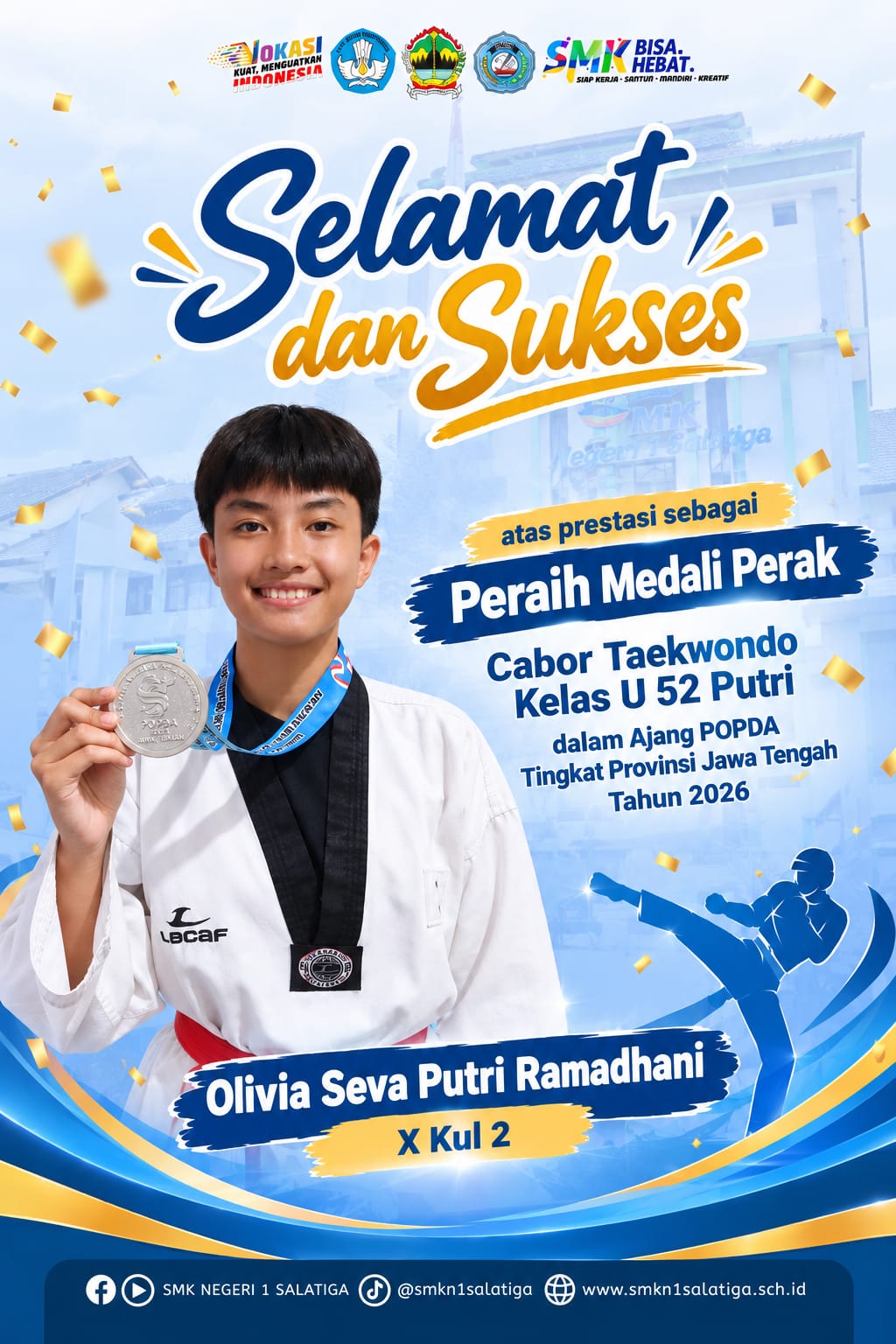 Raih Medali Perak di POPDA Jawa Tengah 2026, Olivia Seva Putri Ramadhani Harumkan Nama Sekolah