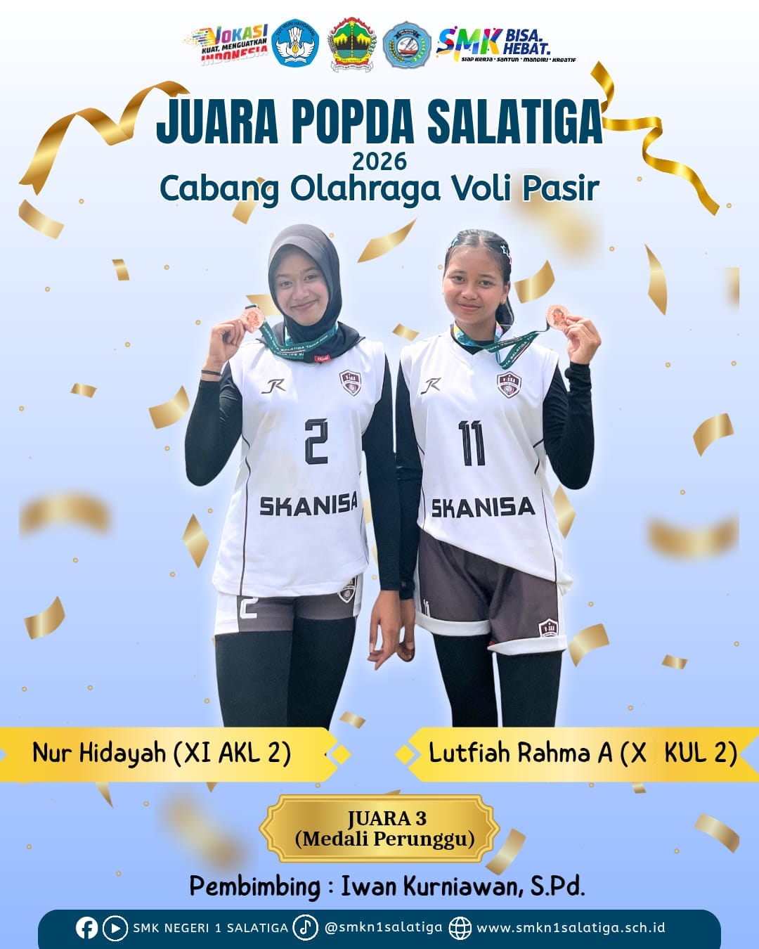 Prestasi Membanggakan! Tim Voli Pasir Skanisa Raih Juara 3 POPDA Salatiga 2026